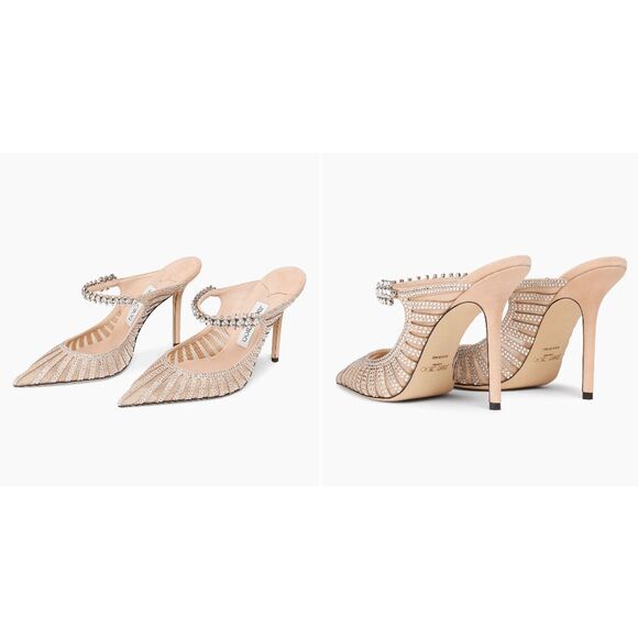 Jimmy Choo Bing 100MM Crystal-Embellished Mesh Mules EU39.5/US9.5 $1950 - Picture 1 of 12